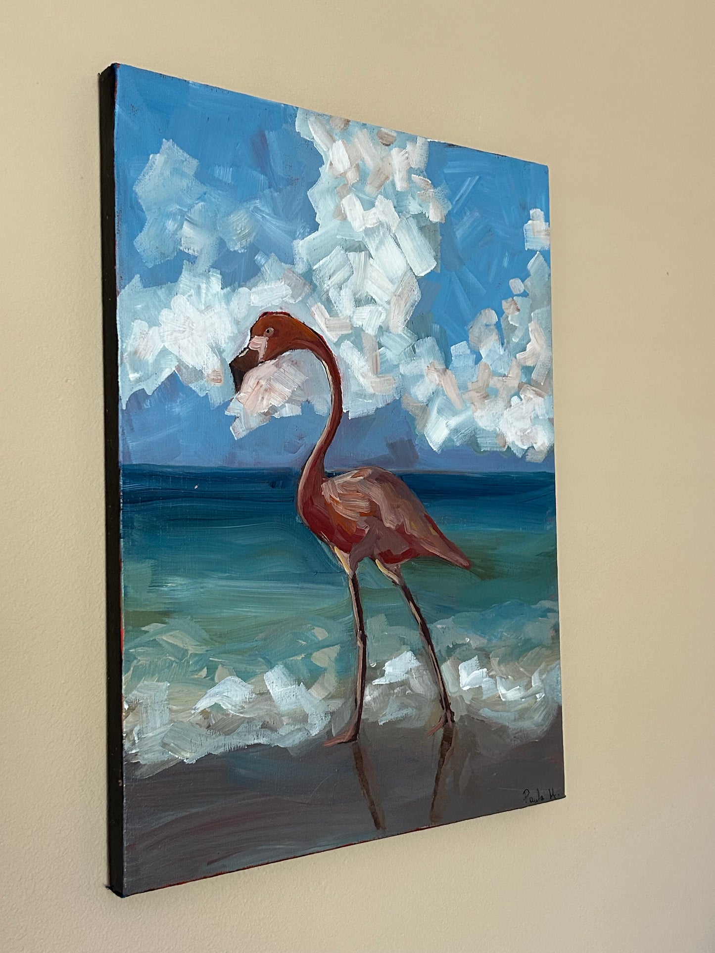 Flamingo by the sea