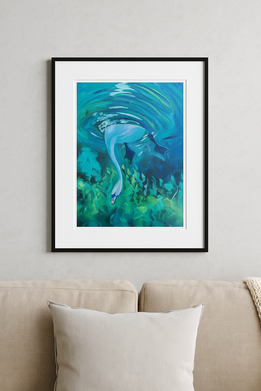 Under water swan, print