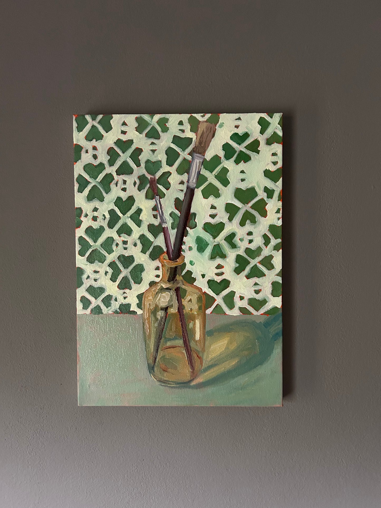 Paint brushes on clove background