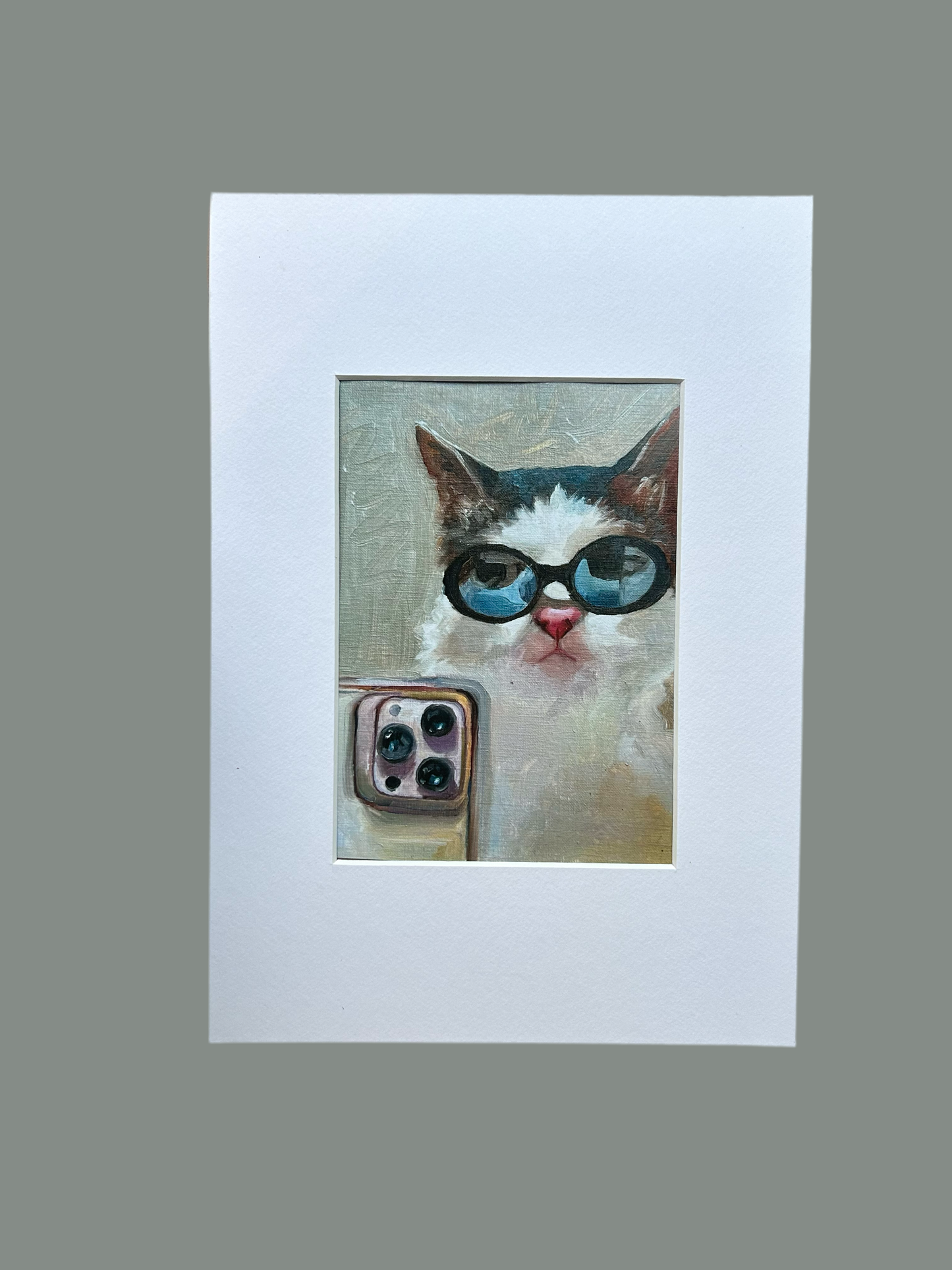 Selfie cat in sunglasses, print