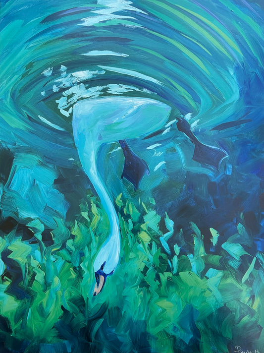 Under water swan, print
