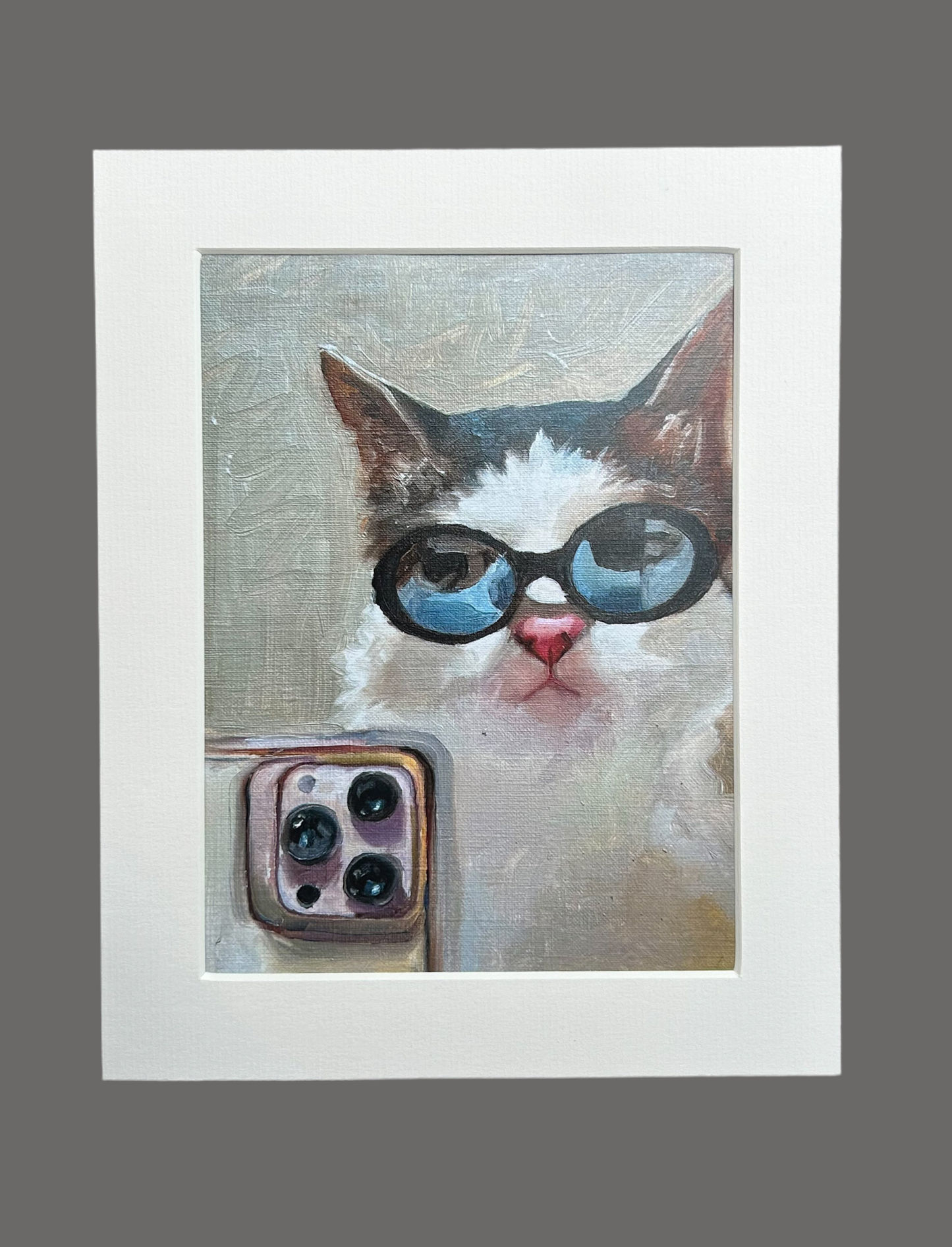 Selfie cat in sunglasses, print