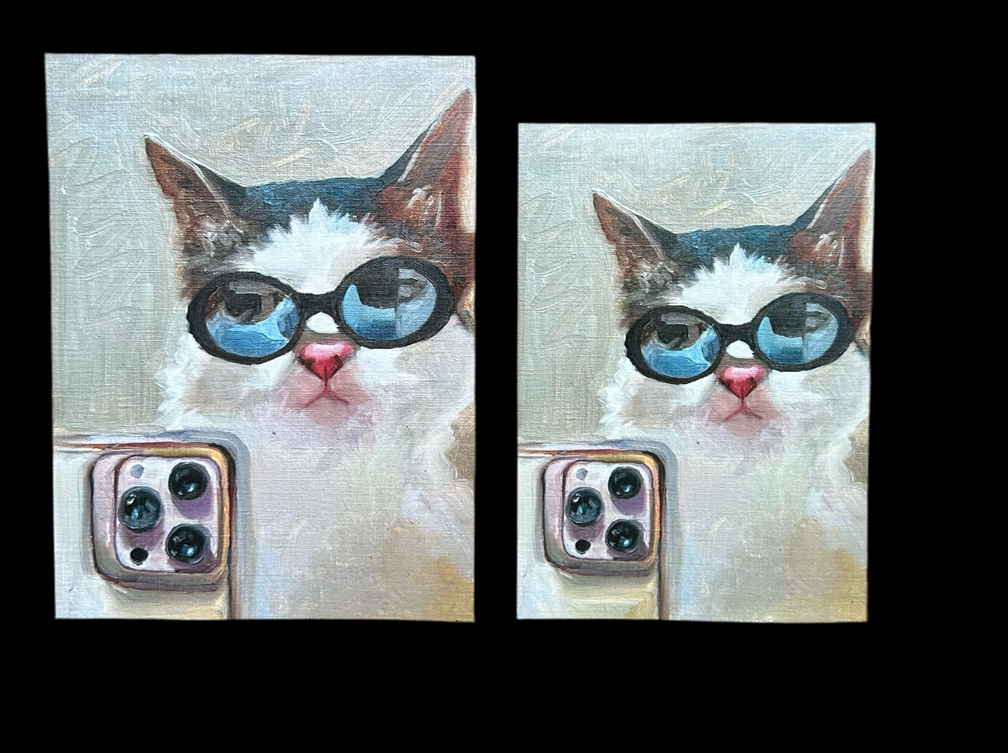 Selfie cat in sunglasses, print