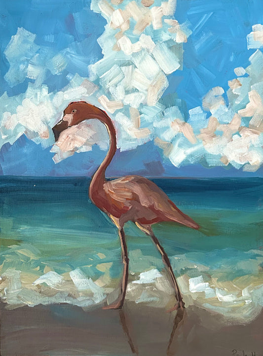 Flamingo by the sea